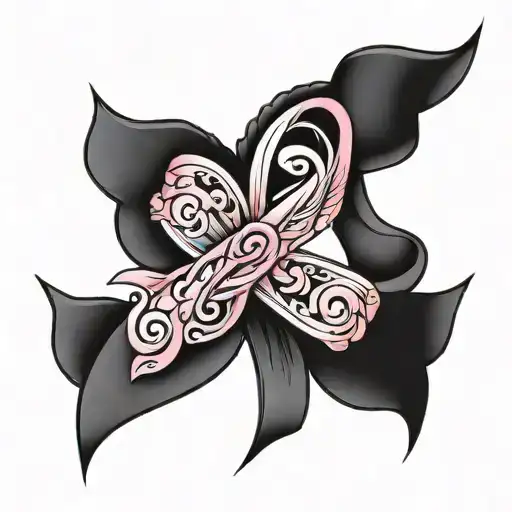 breast cancer ribbon for husband  tattoo design idea