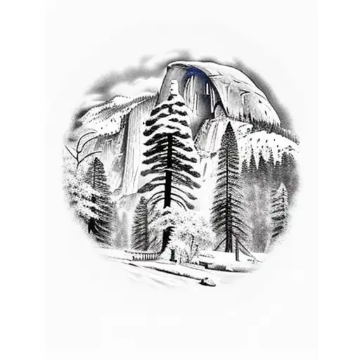 Half-dome in Yosemite National Park tattoo design idea