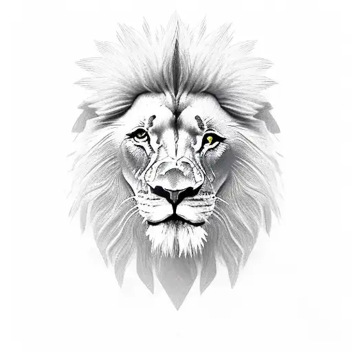 lion head with a cardinal and a swallo in black and grey tattoo design idea