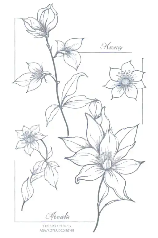 may and March birth flower tattoo design idea