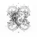 heart moon stars tattoo design idea