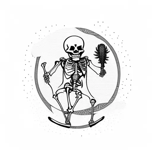 skeleton cowboy full body in desert with a cactus tattoo design idea