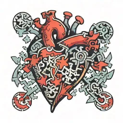 puzzle pieces forming a heart shape tattoo design idea