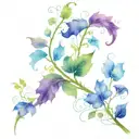 Watercolor Vine with Abstract Floral Elements Caduceus tattoo design idea