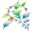 Watercolor Vine with Abstract Floral Elements Caduceus tattoo design idea