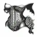 under bust corset tattoo design idea