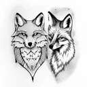 fox and a wolf tattoo design idea