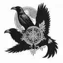raven and St Christopher tattoo design idea