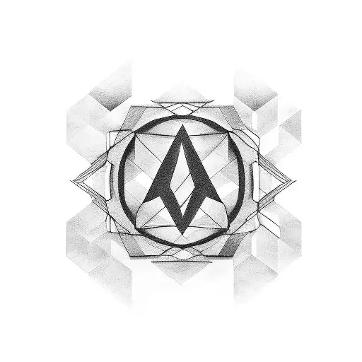 A minimalist design of a vinyl record with the Linkin Park symbol in dotwork style tattoo design idea