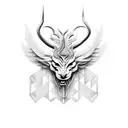 A mythical creature inspired by the Ajax Amsterdam logo in dotwork style tattoo design idea