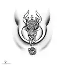 A mythical creature inspired by the Ajax Amsterdam logo in dotwork style tattoo design idea