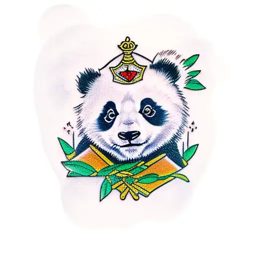 little panda with roman numerals 36 tattoo design idea
