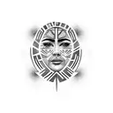 a face in a tribal  tattoo design idea