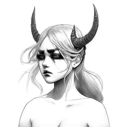 demon girl choker tattoo design idea