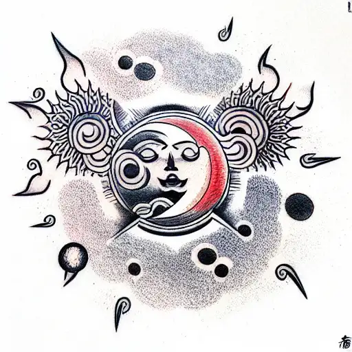 Sun and Moon tattoo design idea