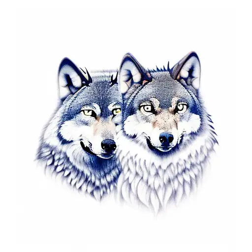 2 wolves, 1 horned Owl, 1 raven tattoo design idea