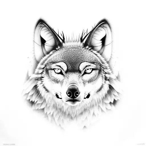 2 wolves, 1 horned Owl, 1 raven tattoo design idea