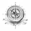 Clock Compass with roses tattoo design idea