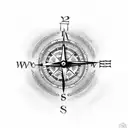 Clock Compass with roses tattoo design idea