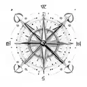 Clock Compass with roses tattoo design idea