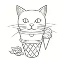 ice cream cone and cat bell tattoo design idea