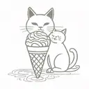 ice cream cone and cat bell tattoo design idea
