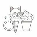 ice cream cone and cat bell tattoo design idea