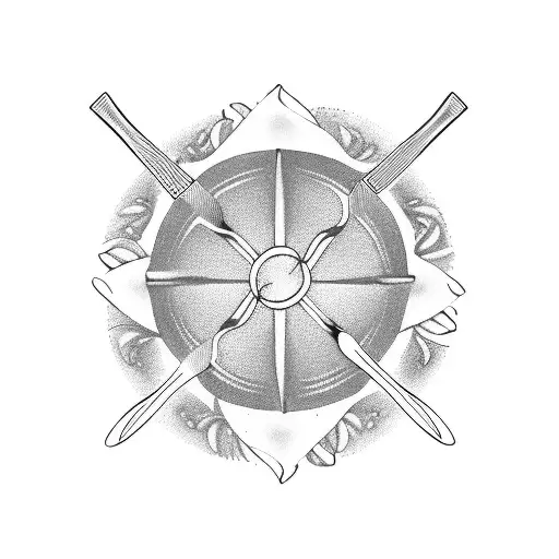 chef's knife, whisk, chopping knife. black tattoo design idea