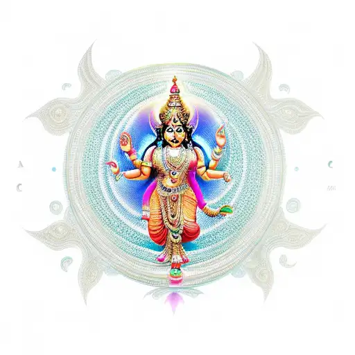 hindu god lakshmi in a om sign tattoo design idea