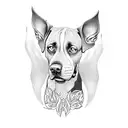 German shorthaired pointer dog with fields woods tattoo design idea