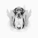 German shorthaired pointer dog with fields woods tattoo design idea