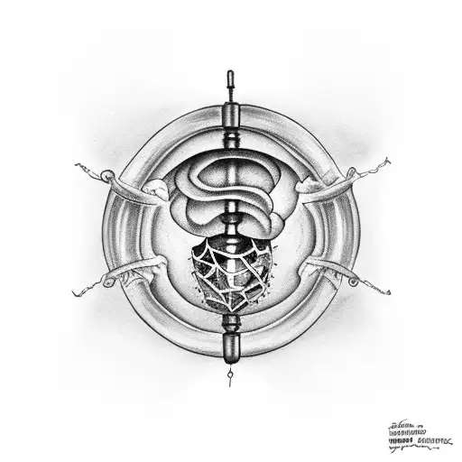 Rib cage with a lantern inside with a sand timer above dripping sand into the lantern tattoo design idea