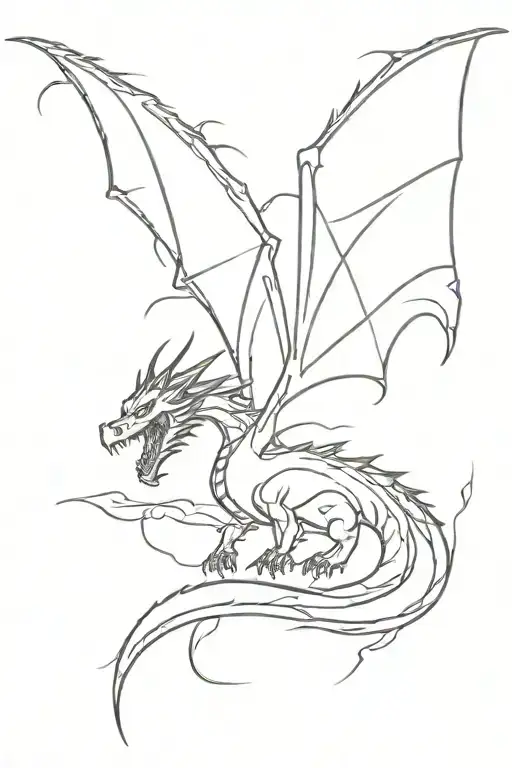 dragon with thunder storm tattoo design idea