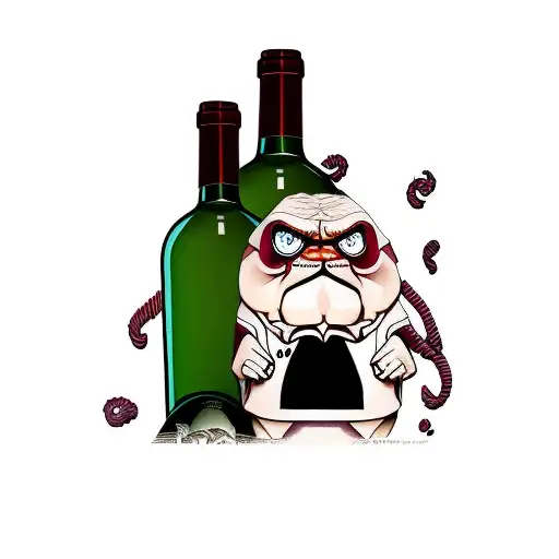 Grumpy wine bottle tattoo design idea