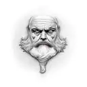 Grumpy dude with a wine bottle tattoo design idea