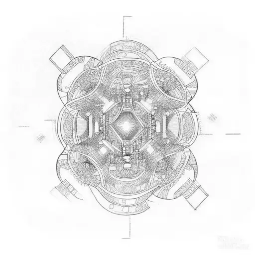 helix staircase elevation tattoo design idea