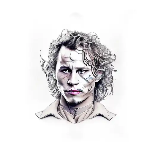 Jocker Heath ledger, color tattoo design idea