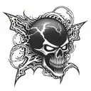 A skull with Metallica's signature lightning bolt logo as its eyes tattoo design idea