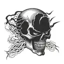 A skull with Metallica's signature lightning bolt logo as its eyes tattoo design idea