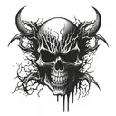 A skull with Metallica's signature lightning bolt logo as its eyes tattoo design idea