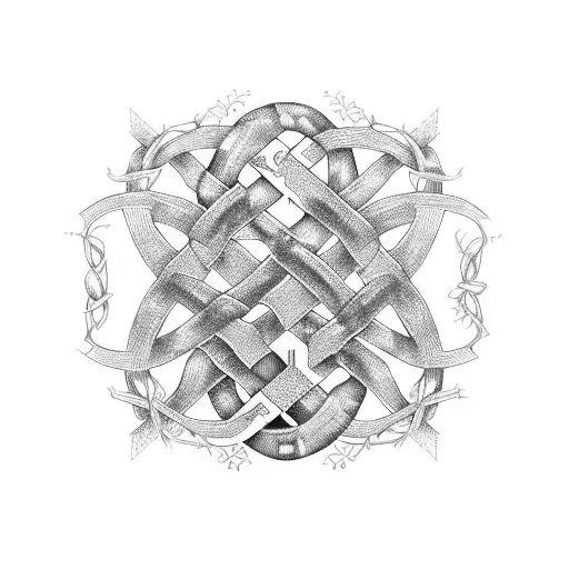 A cross made of intertwined vines with the word 'family' incorporated tattoo design idea