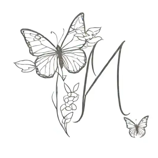 A tattoo design with the word "NIL" and a butterfly in the last letter, no decoration with flowers, just 1 butterfly, re tattoo design idea