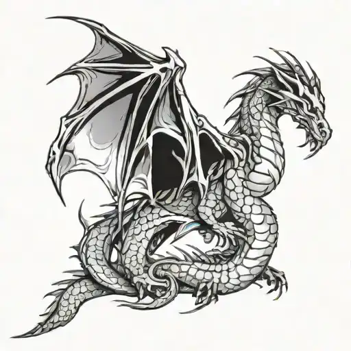 dark fantasy dragon wrapped tattoo design idea