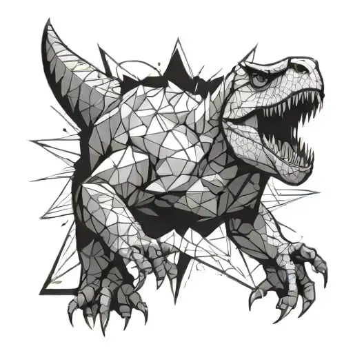 trex superhero bursting tattoo design idea