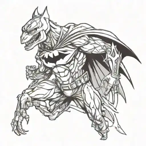 trex batman tattoo design idea