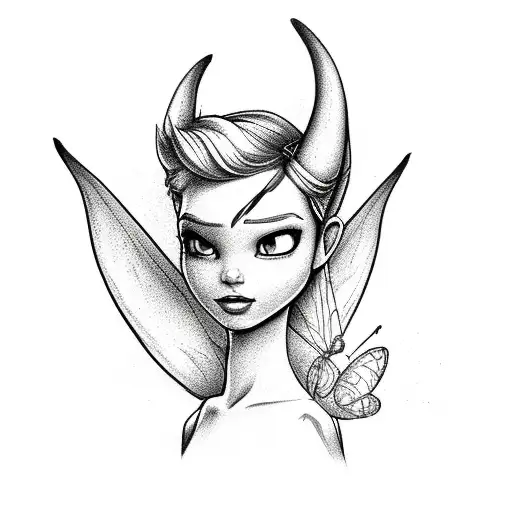 semicolon Tinkerbell  tattoo design idea