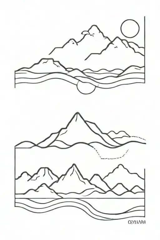 mountains and ocean  tattoo design idea