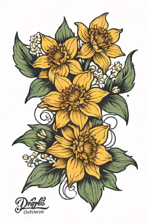 Daffodil, daisy Aster minimalist tattoo design tattoo design idea