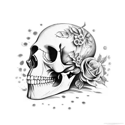 flowers arranged in the shape of a skull tattoo design idea