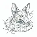 jackal with ball python snake wrapped itself tattoo design idea